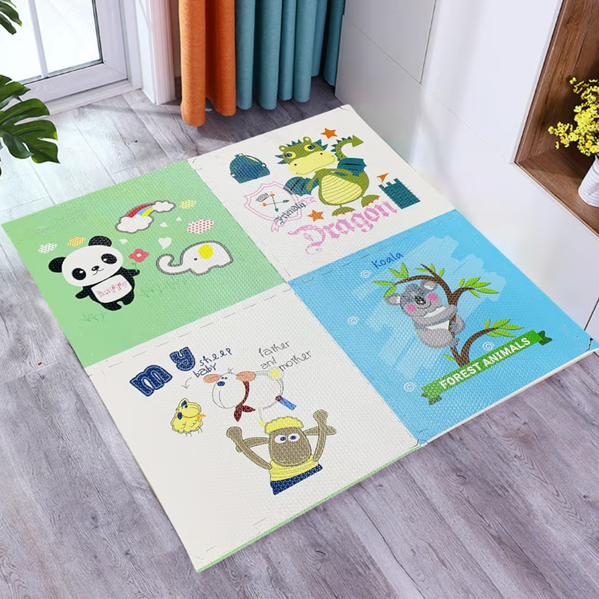 Дитячий килимок-пазл розвиваючий, ігровий для повзання малюків Puzzle Mat 60 х 60 см 4 шт (C 73913)