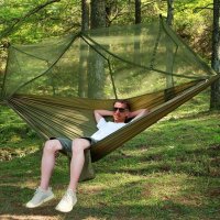 Гамак туристический Travel Hammock с москитной сеткой 260 х 140 см Темно-зеленый