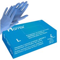 Перчатки Hoffen смотровые нитриловые текстурированные нестерильные без пудры 100 шт Голубые