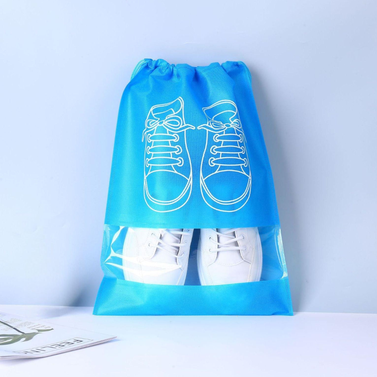 Чехол для хранения и перевозки обуви Shoe Bag на затяжках, с окошком 32 х 44 см (WW58742-4)