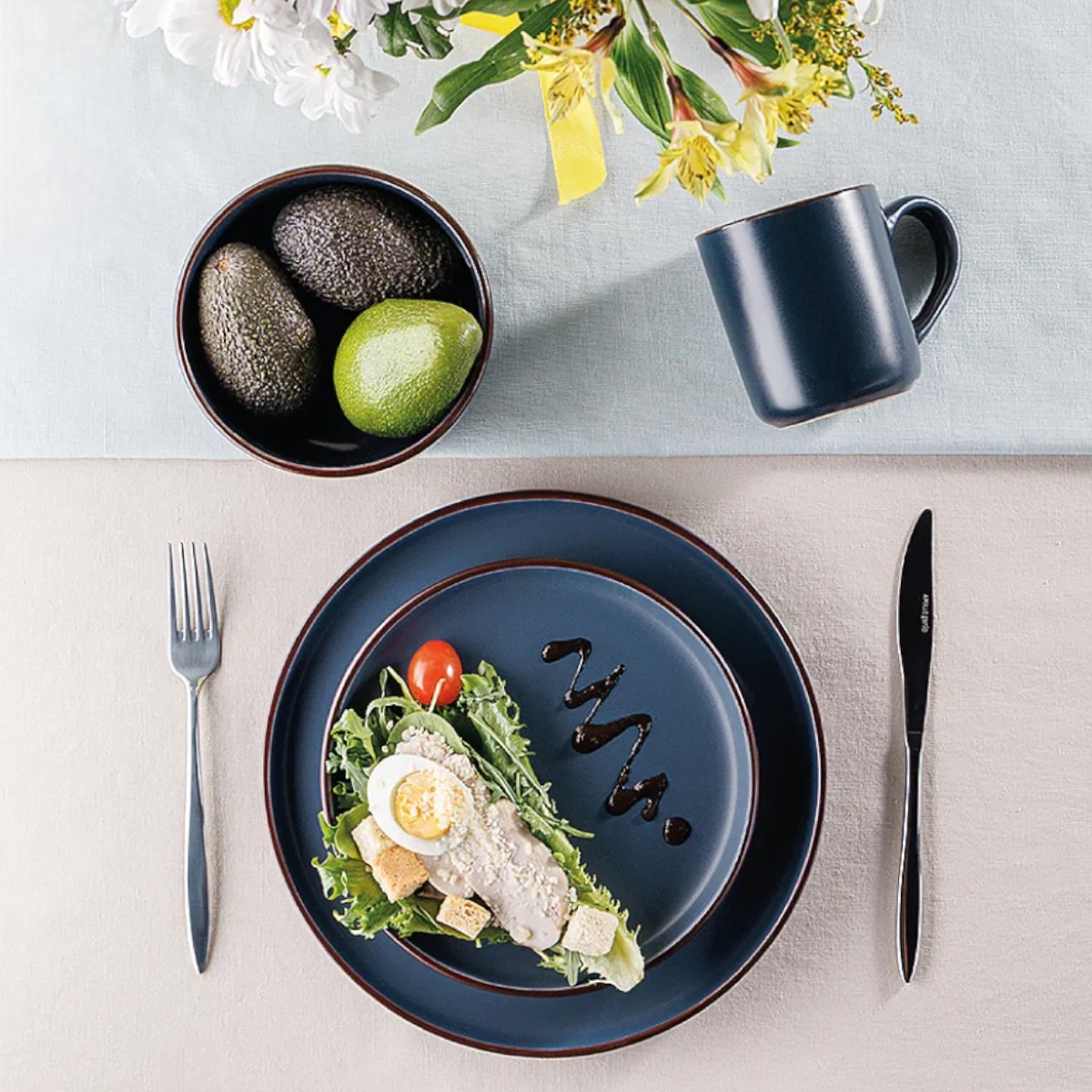 Набор столовой посуды Piece Stoneware 16 предметов (MC5573-1) Темно-синий