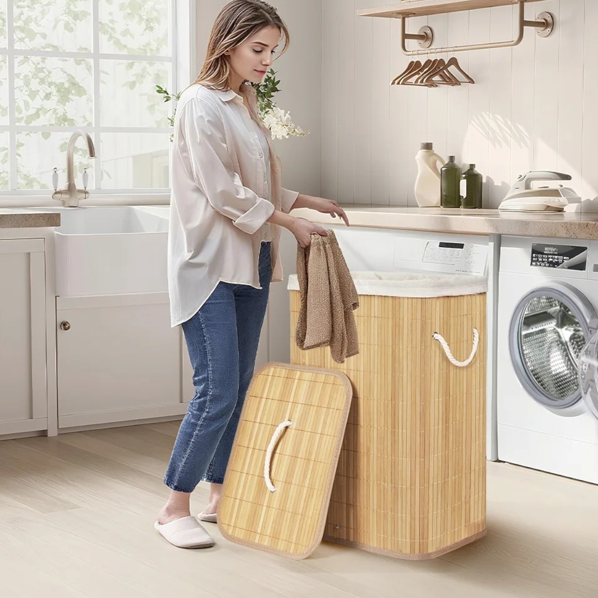 Бамбуковий кошик для білизни Bamboo Laundry з кришкою 40 х 30 х 60 см (R35874)