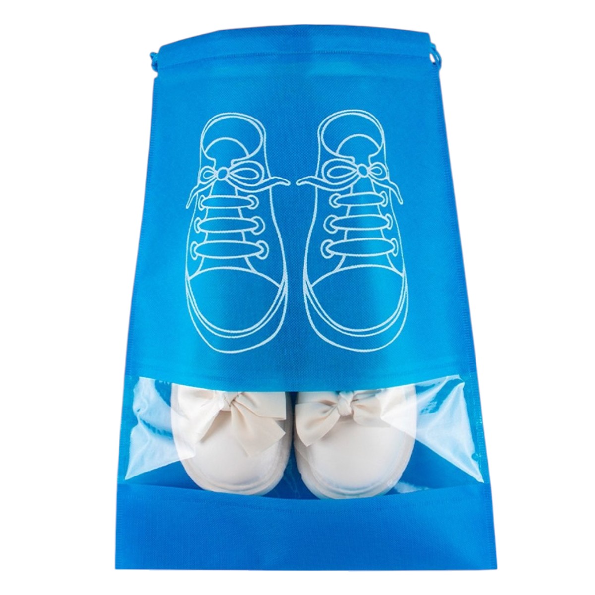 Чехол для хранения и перевозки обуви Shoe Bag на затяжках, с окошком 32 х 44 см (WW58742-4) (Голубой)