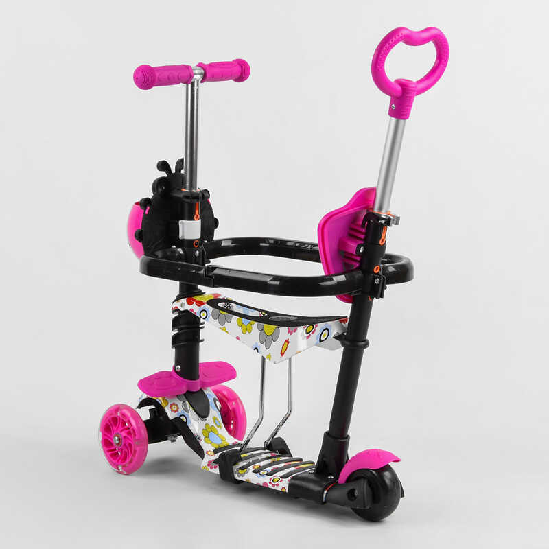 Самокат_5в1_S_1125_(1)_Best_Scooter_АБСТРАКЦИЯ_с_защитным_бампером_PU_колеса_ПОДСВЕТКА__КОЛЕС_в_коро