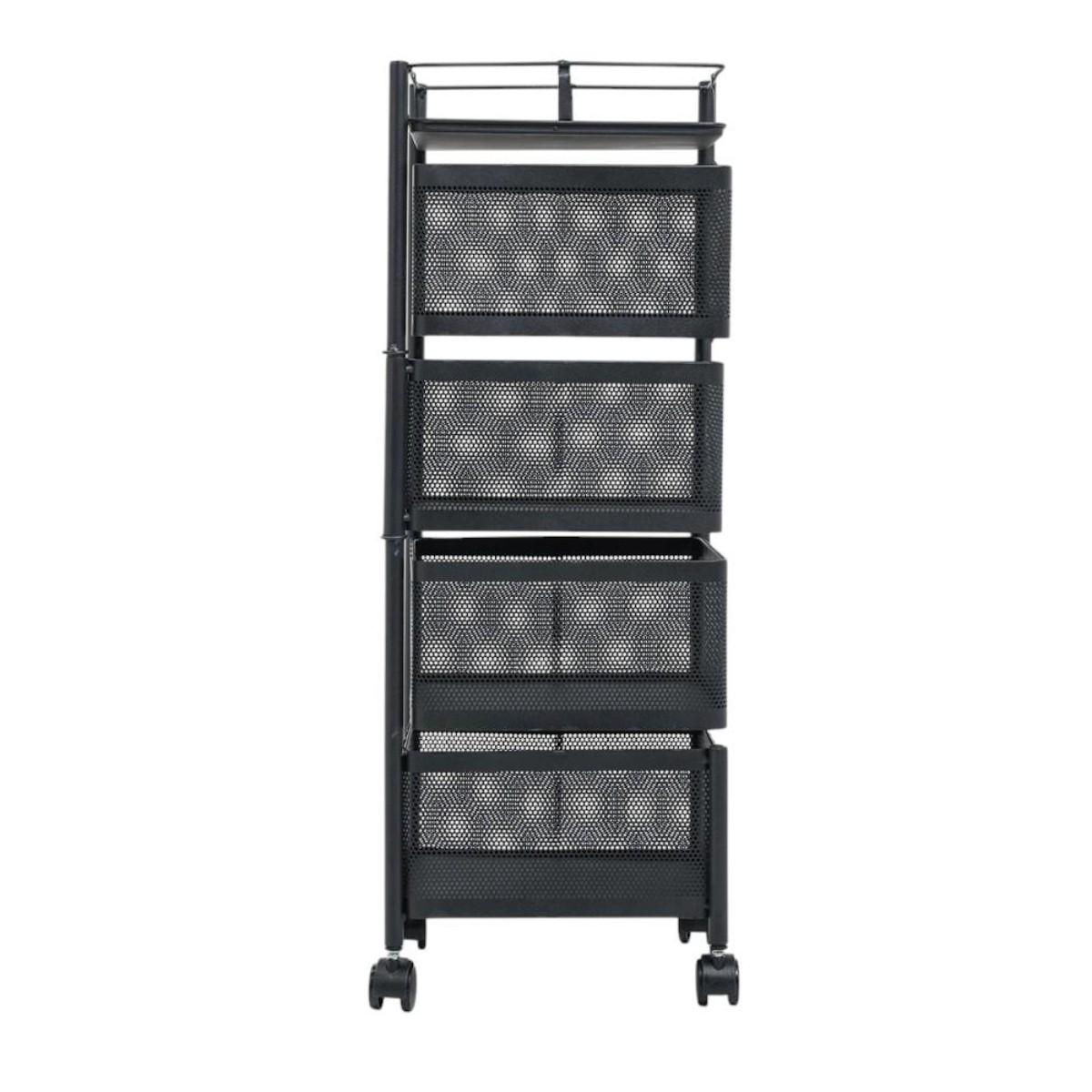 Этажерка на колесах Modern Home "Cube" 4 яруса 27 х 78 см (R100112-BL) Черная