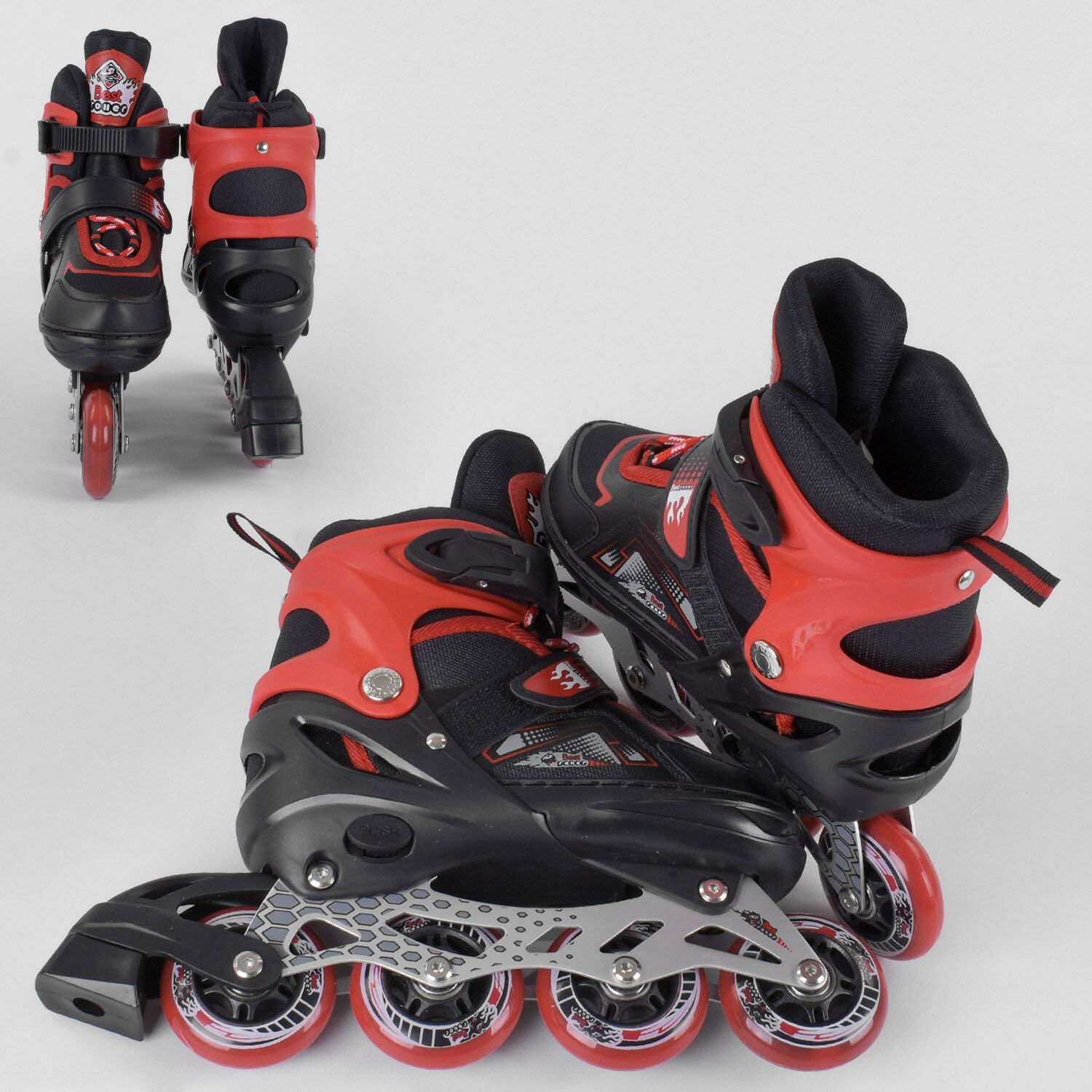 Ролики_8211-S_Best_Roller_размер_30-33_цвет_–_КРАСНЫЙ_(6)_колёса_PU_ПЕРЕДНЕЕ_КОЛЕСО_СВЕТ_в_сумке_d_к