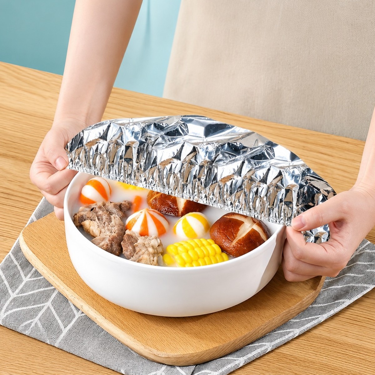 Пакети фольговані на гумці для харчових продуктів Food Cover пакети на тарілку 40 шт 40 см