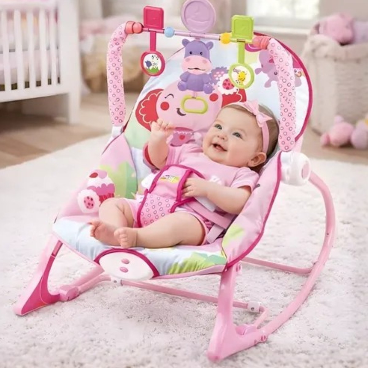 Дитячий шезлонг-гойдалка Mengo Baby заколисуючий центр для новонароджених дітей, дитяче крісло
