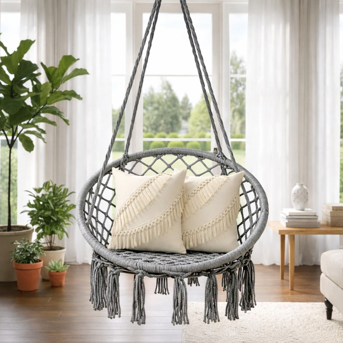 Крісло підвісне бразилійське гойдалка гамак Hanging Chair 60 х 80 х 120 см (6080)