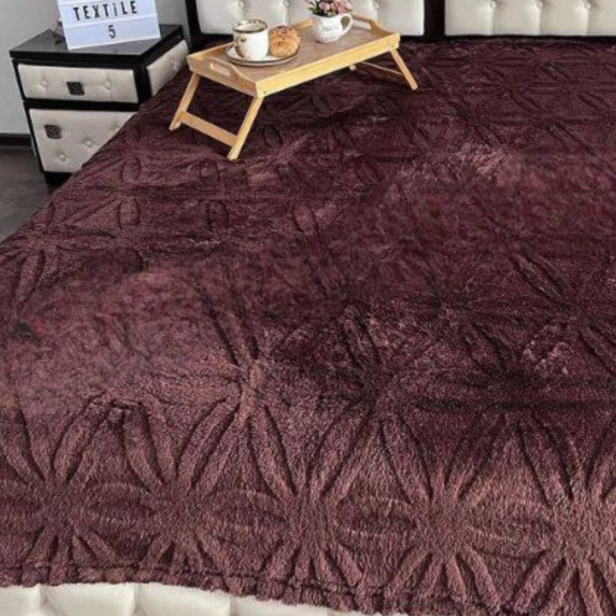 Плед Євро пухнастий Home textile "Квітка" 200 х 220 см (37176) Коричневий