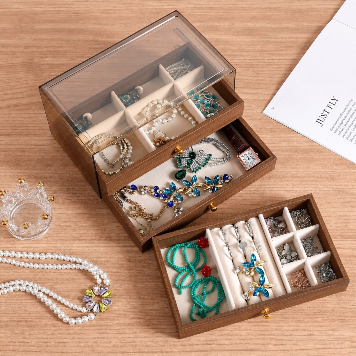 Шкатулка органайзер для зберігання ювелірних виробів Jewelry Box скринька з відділеннями для прикрас