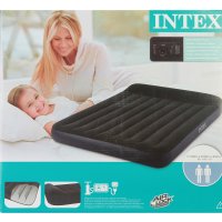Надувная велюр-кровать Intex с электронасосом 152 x 203 x 30 см (66781)