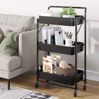 Этажерка на колесах Modern Home 3 яруса 45 х 29 х 85 см (WW01358-BL) Черная