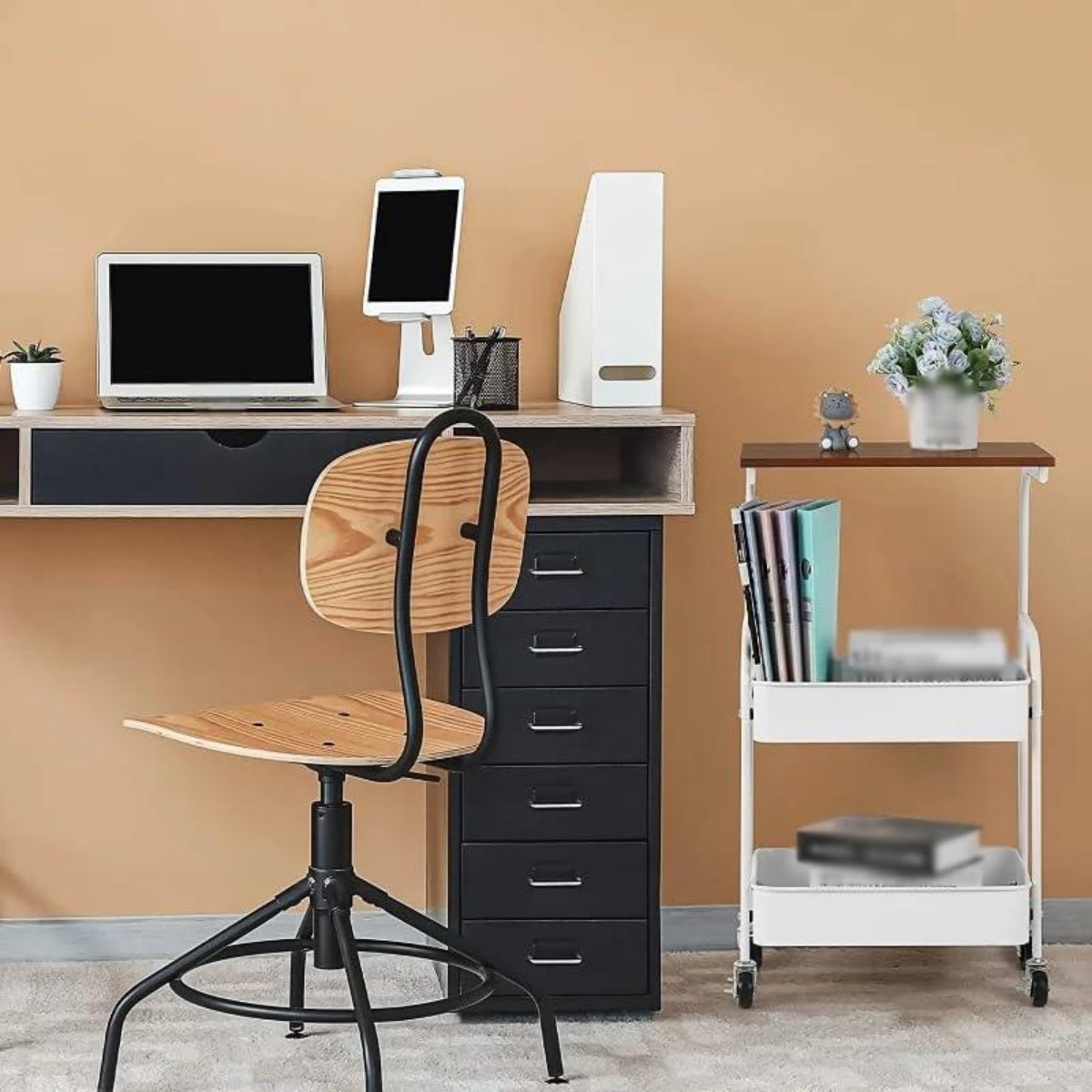 Этажерка на колесах Modern Home 3 яруса 43 х 30 х 77 см (M50287-W) Белая