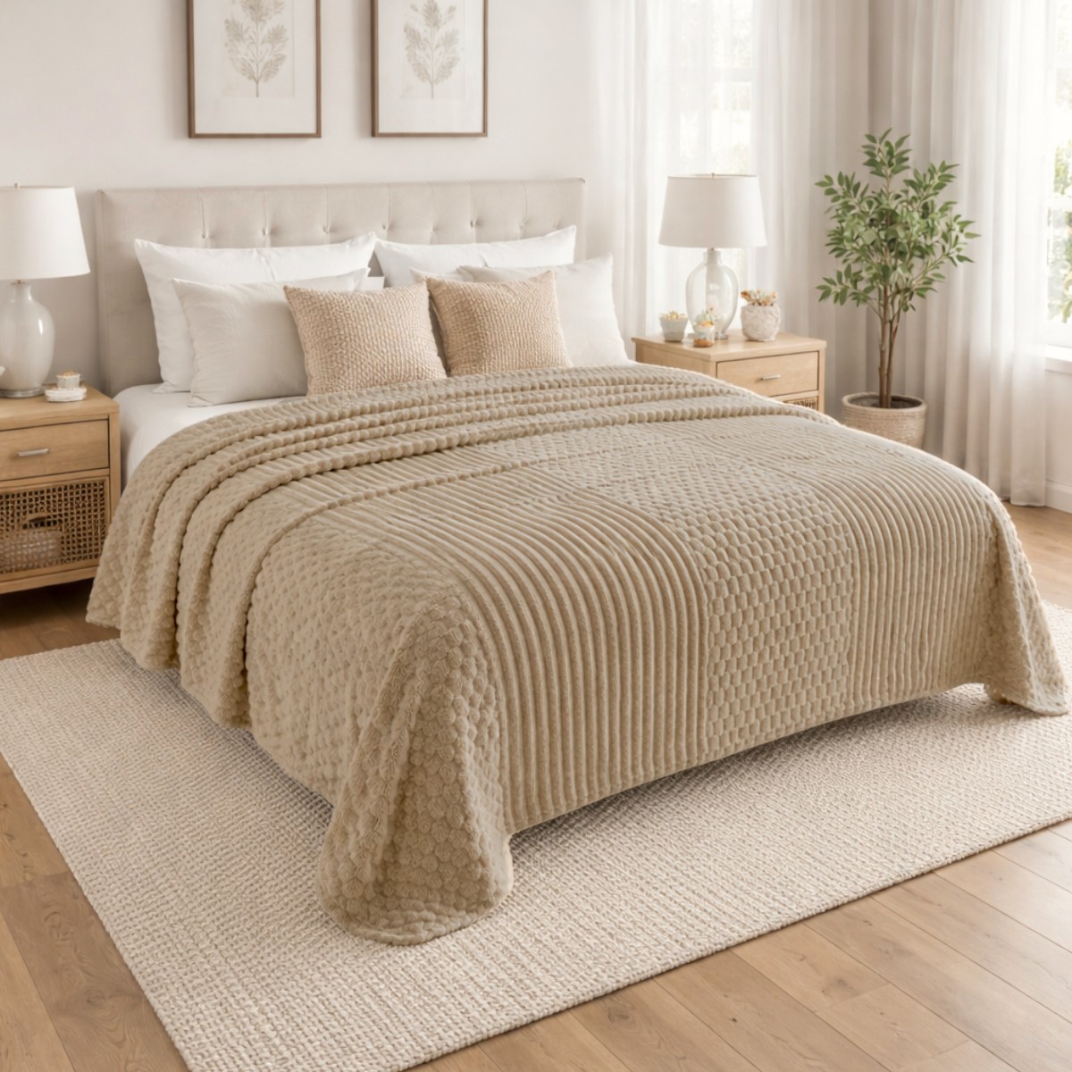 Плед двуспальный KOLOCO "Шарпей Comfort 3D" 180 х 200 см (43229) Бежевый