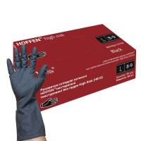 Перчатки латексные смотровые Hoffen текстурированные неопудренные 50 шт (HFN-23142) Черные