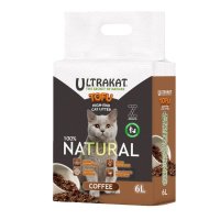 Соевый наполнитель для кошачего туалета Ultrakat Tofu с ароматом кофе 3 мм 6 л 2.5 кг