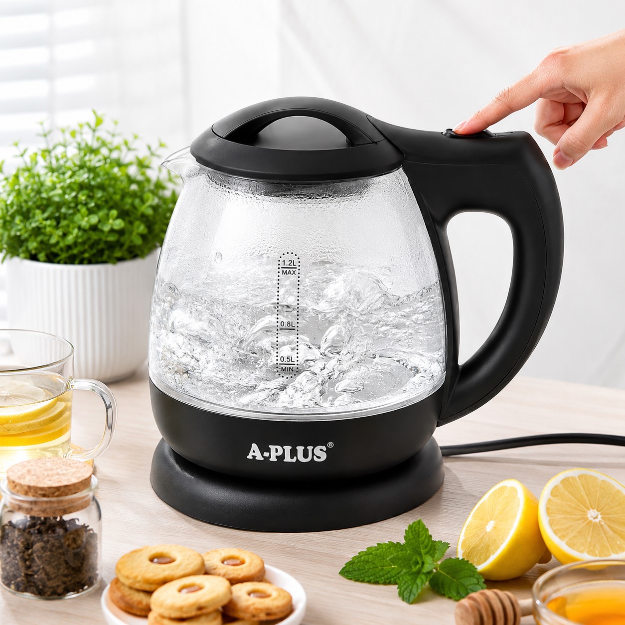 Електрочайник скло A-PLUS 1.2 л (2149)