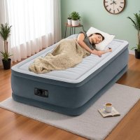 Надувная велюр кровать Intex с электронасосом 191 x 99 x 46 см (64902 ND)