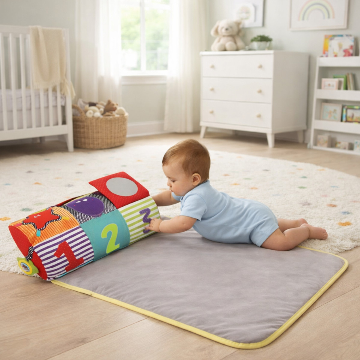 Детский игровой коврик Baby Carpet 75 х 42 см мягкий валик с игровыми элементами (023-78 A)