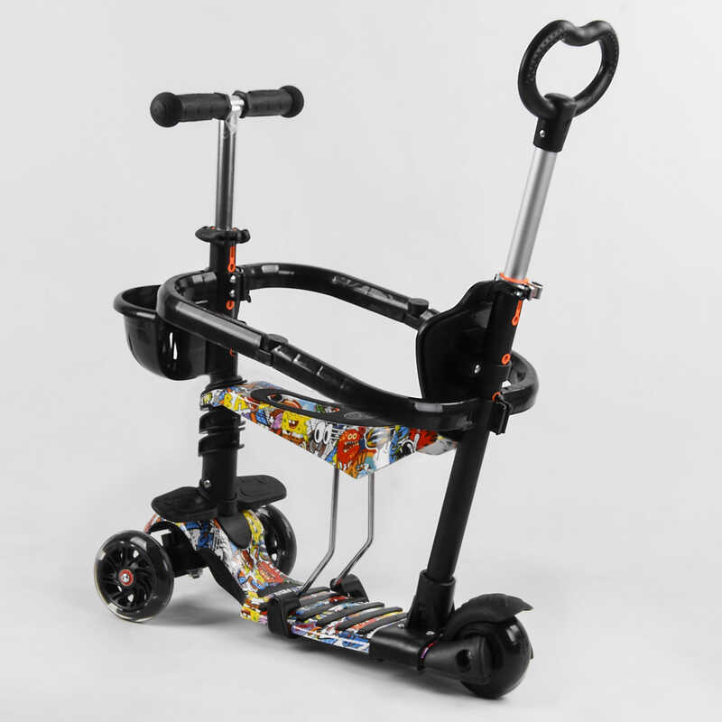 Самокат_5в1_S_3395_(1)_Best_Scooter_АБСТРАКЦИЯ_с_защитным_бампером_PU_колеса_ПОДСВЕТКА__КОЛЕС_в_коро
