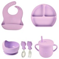Детский силиконовый набор посуды для кормления Tableware Set 6 предметов (MA-4906)