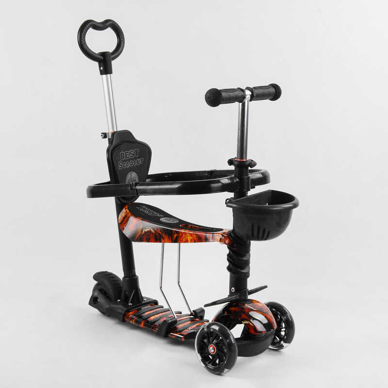 Самокат_5в1_S_8756_(1)_Best_Scooter_АБСТРАКЦИЯ_с_защитным_бампером_PU_колеса_ПОДСВЕТКА__КОЛЕС_в_коро