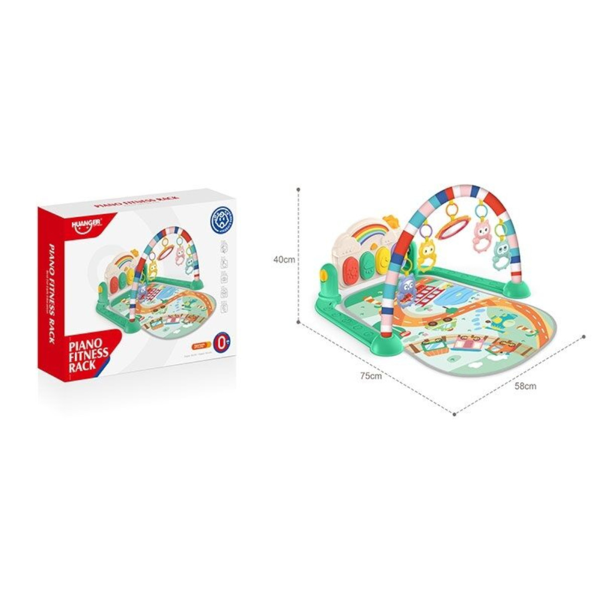 Развивающий коврик для детей Piano Fitness Rack с дугой, пианино и подвесками (НЕ 0652)