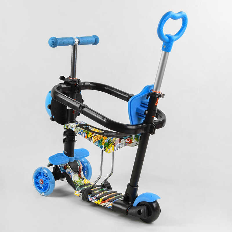 Самокат_5в1_S_1565_(1)_Best_Scooter_АБСТРАКЦИЯ_с_защитным_бампером_PU_колеса_ПОДСВЕТКА__КОЛЕС_в_коро