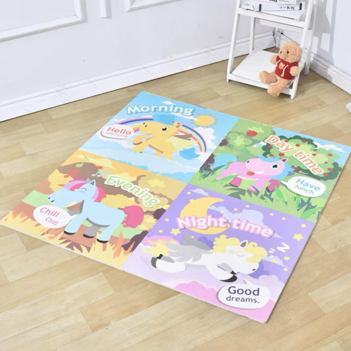 Дитячий килимок-пазл розвиваючий, ігровий для повзання малюків Puzzle Mat 60 х 60 см 4 шт (C 73897)