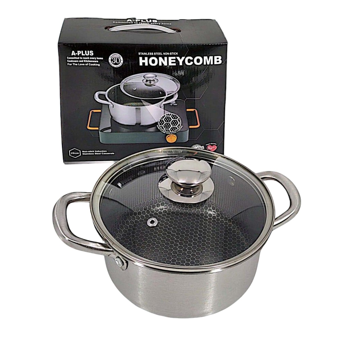 Кастрюля с антипригарным покрытием HONEYCOMB A-PLUS 22 см (3062 CS)