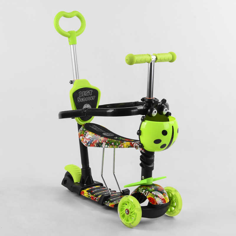 Самокат_5в1_S_1453_(1)_Best_Scooter_АБСТРАКЦИЯ_с_защитным_бампером_PU_колеса_ПОДСВЕТКА__КОЛЕС_в_коро