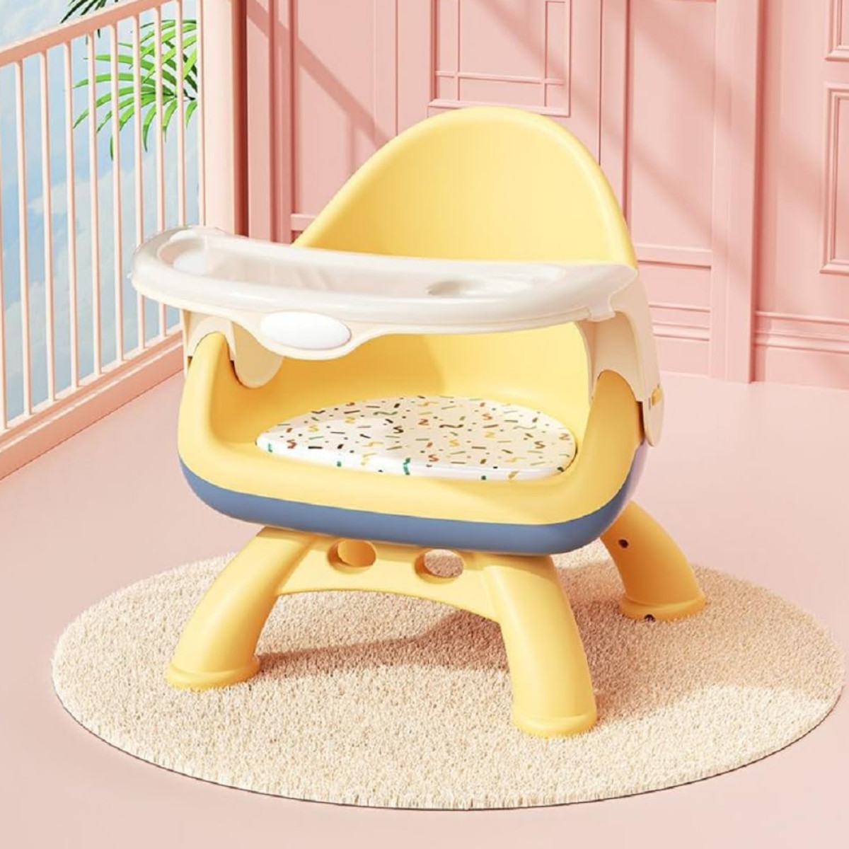 Стільчик для годування Bimbo 45 х 37 х 38 см (BM-62300) Жовтий із синім