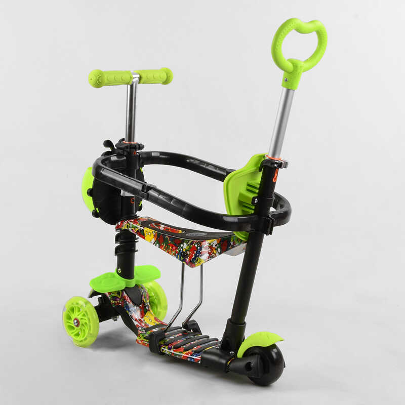 Самокат_5в1_S_1453_(1)_Best_Scooter_АБСТРАКЦИЯ_с_защитным_бампером_PU_колеса_ПОДСВЕТКА__КОЛЕС_в_коро