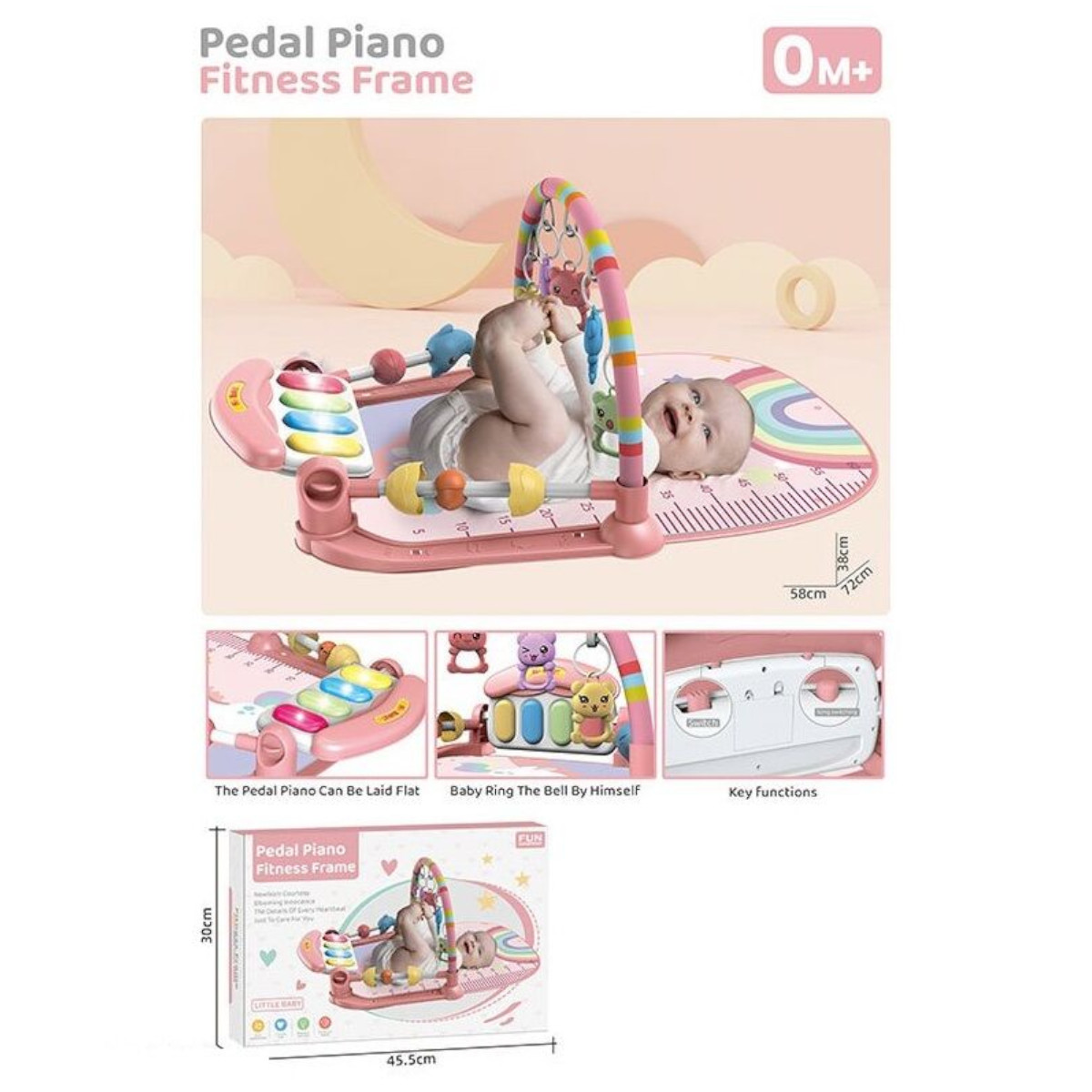 Развивающий коврик для детей Baby Piano Gym с дугой, пианино и подвесками (8808-2)
