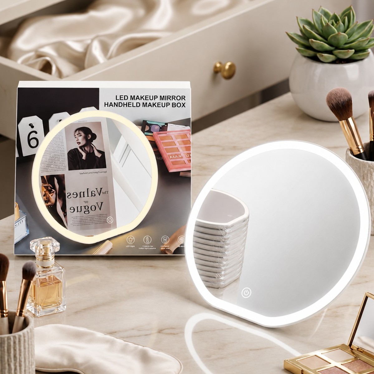 Дзеркало для макіяжу з LED підсвічуванням акумуляторне Led Mirror дзеркало косметичне настільне