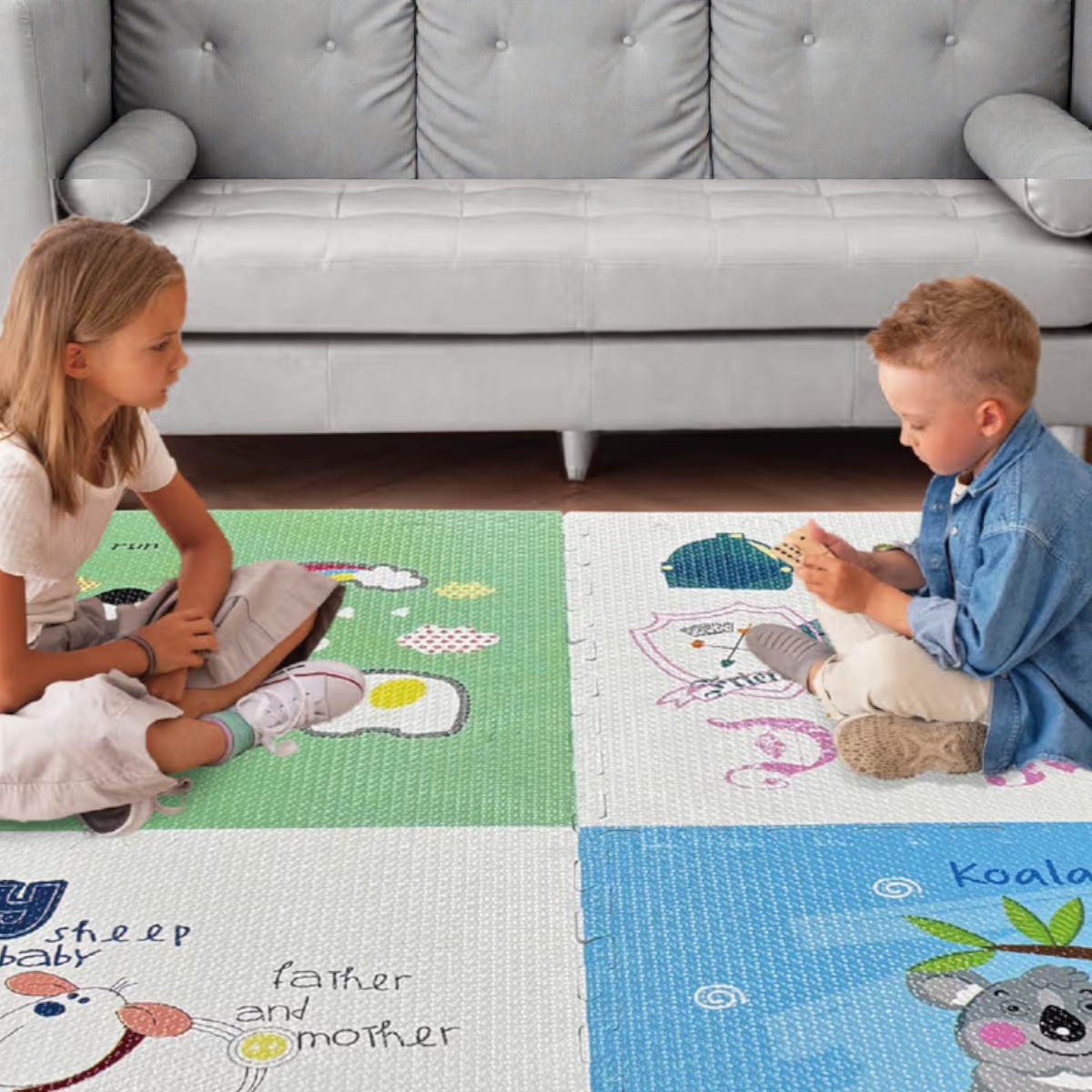 Дитячий килимок-пазл розвиваючий, ігровий для повзання малюків Puzzle Mat 60 х 60 см 4 шт (C 73913)