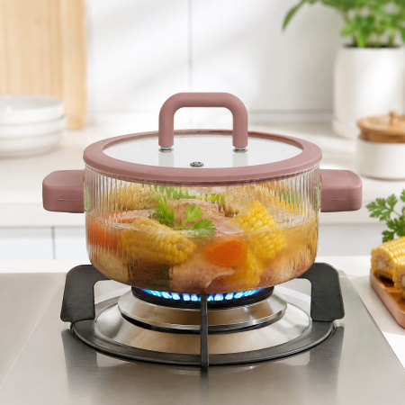Кастрюля стеклянная с крышкой Handled Glass Pot 2.5 л кастрюлька из термостойкого стекла (1059)