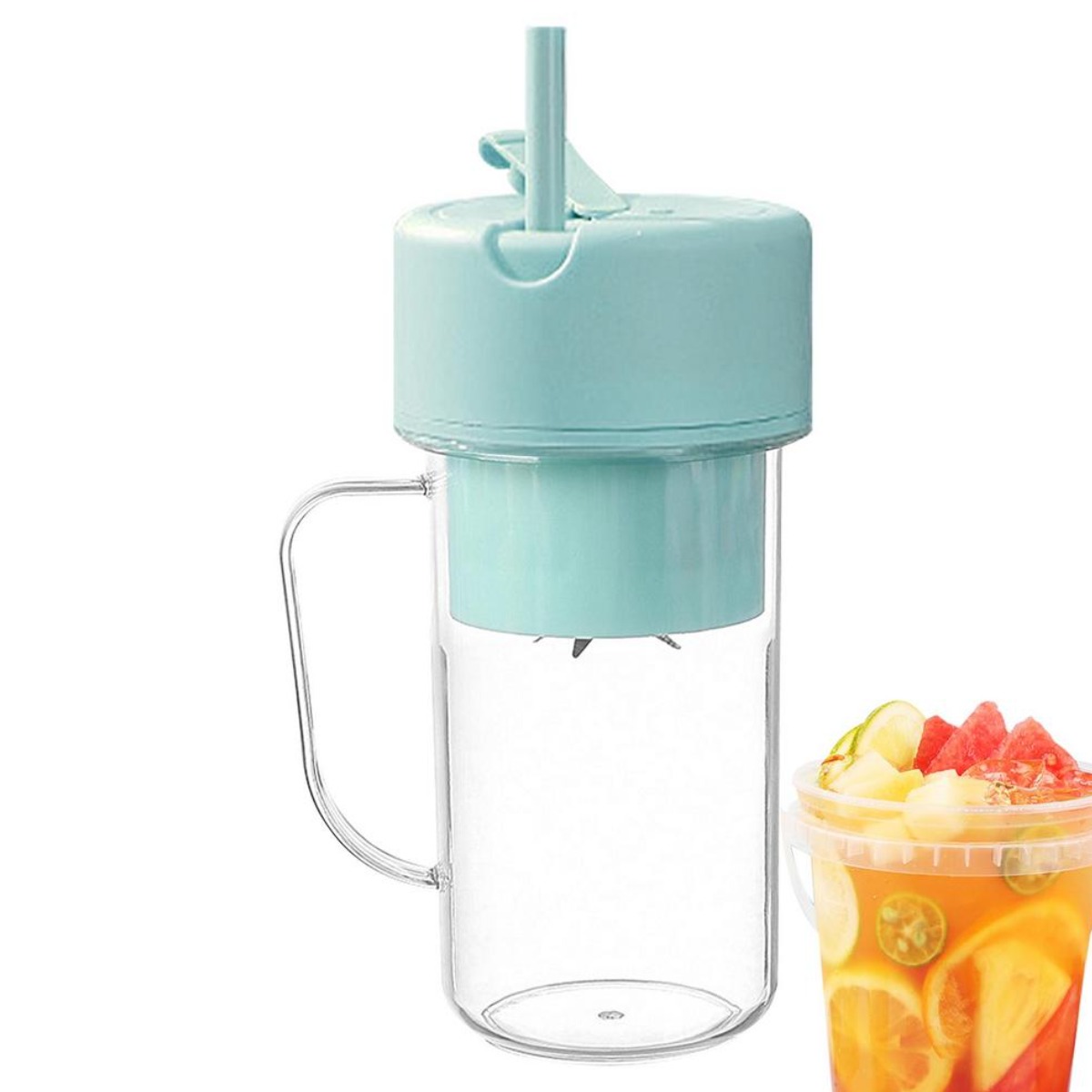 Портативный блендер с трубочкой для смузи CRUSHER JUICER (Бирюзовый)