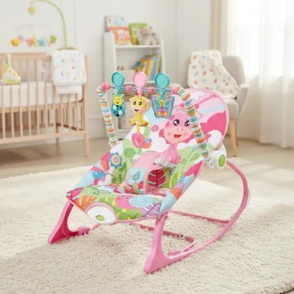Детский шезлонг-качалка Tiibaby убаюкивающий центр для новорожденных детей, детское кресло (68147)