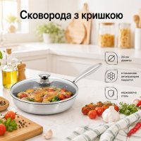 Сковорода с крышкой с антипригарным покрытием HONEYCOMB A-PLUS 24 см (3056 CS)