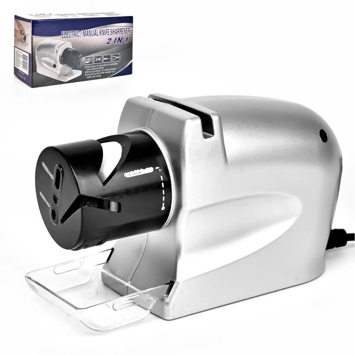 Точилка для ножів, ножиць, викруток електрична Electric Knife Sharpener з контейнером для стружки
