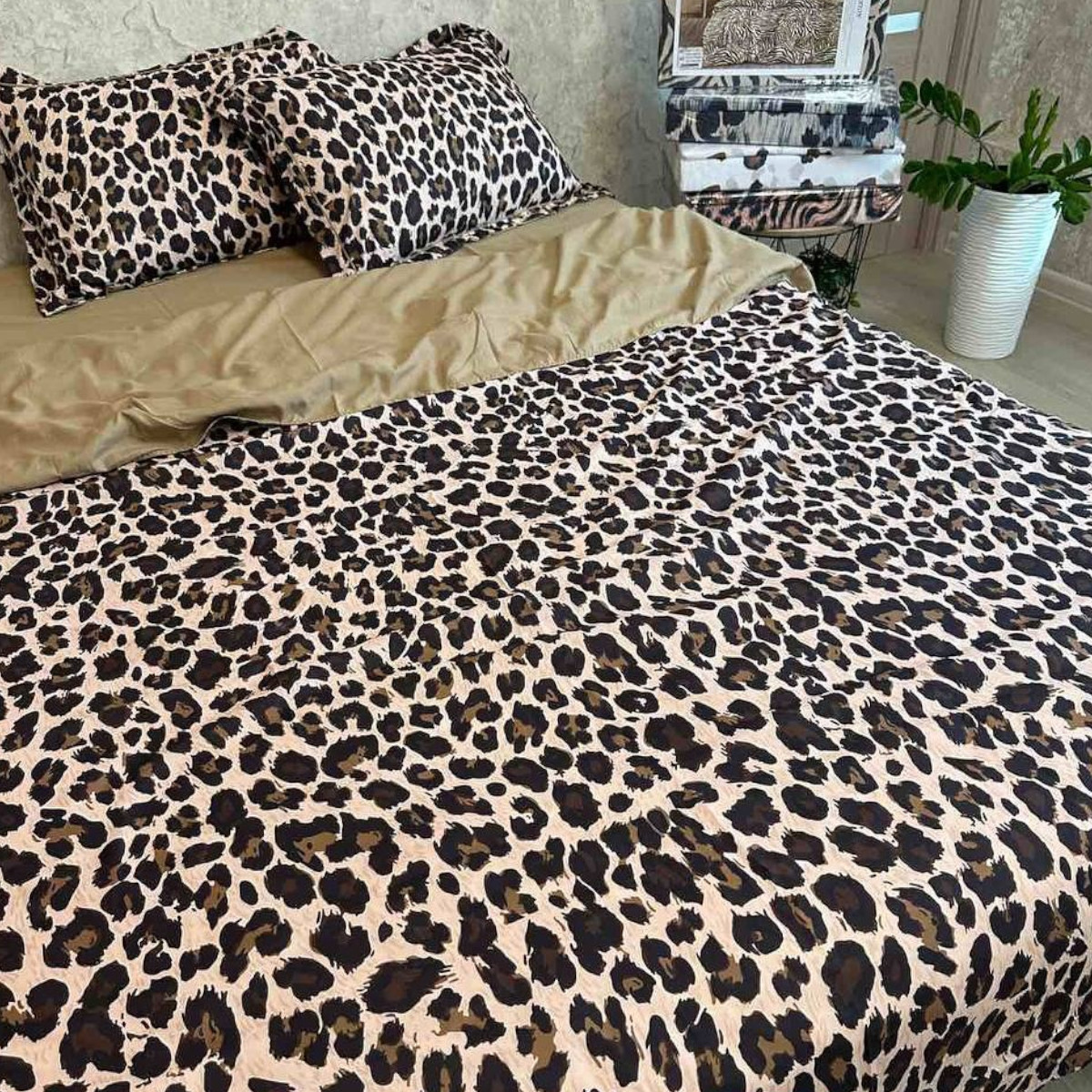 Постільна білизна Євро KOLOCO "Animal Print" фланель (42861)