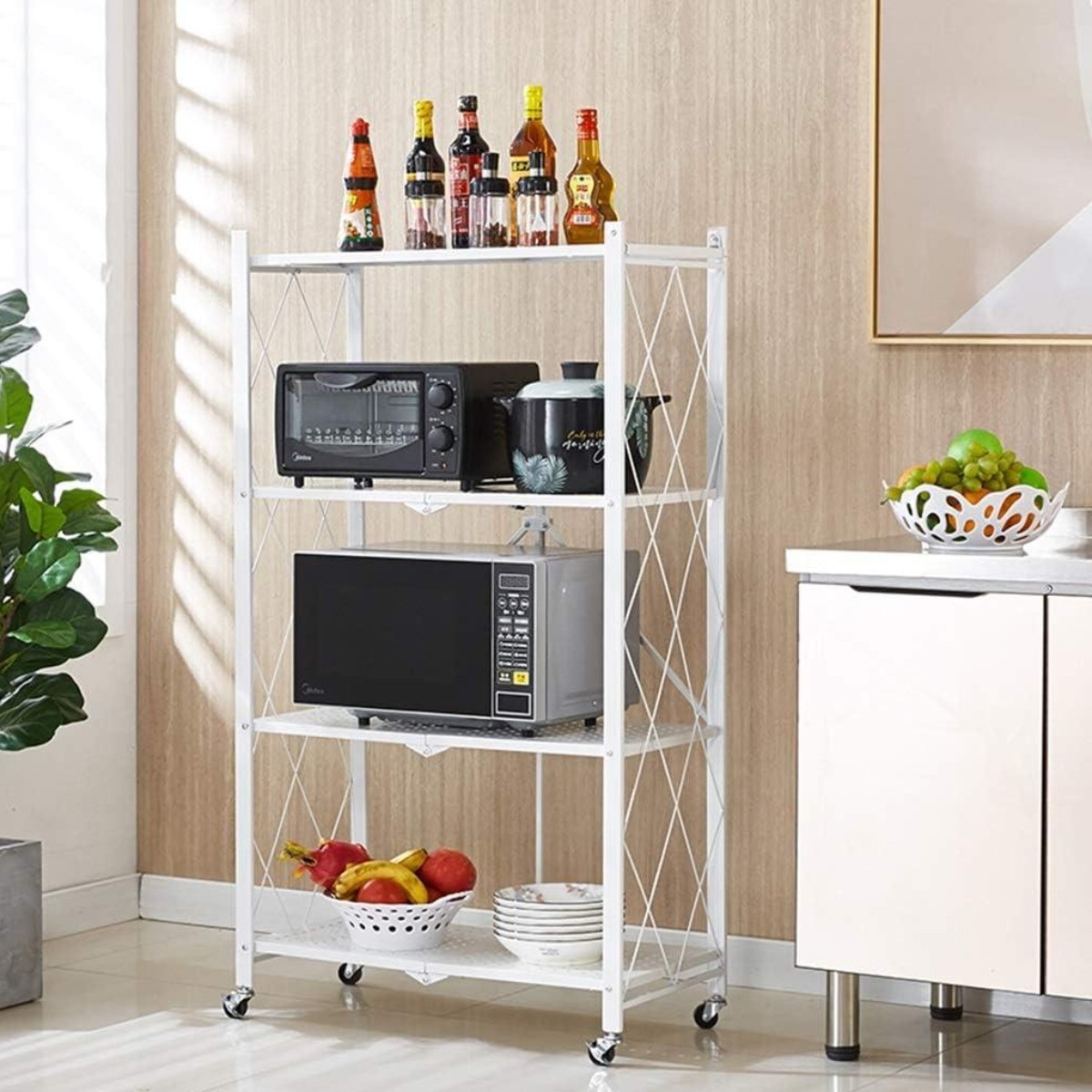 Этажерка на колесах Modern Home "Loft" 4 яруса 72 х 34 х 120 см (R100105-W) Белая