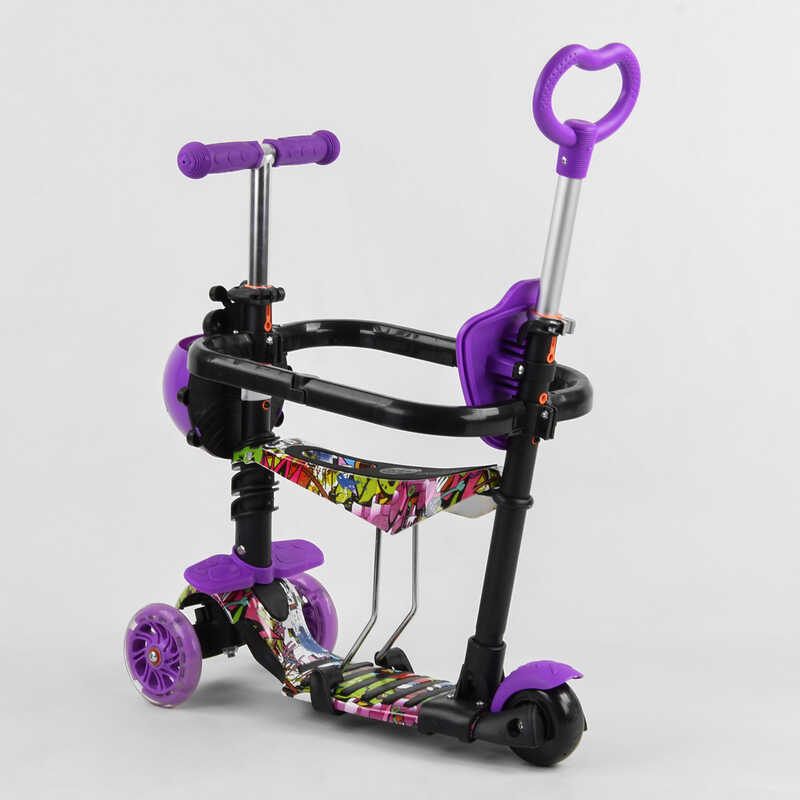 Самокат_5в1_S_6305_(1)_Best_Scooter_АБСТРАКЦИЯ_с_защитным_бампером_PU_колеса_ПОДСВЕТКА__КОЛЕС_в_коро