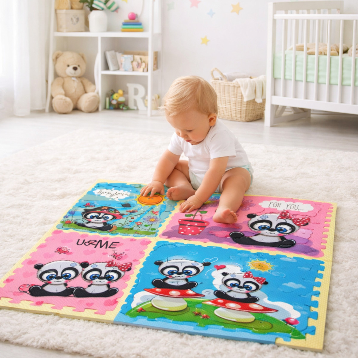 Дитячий килимок-пазл розвиваючий, ігровий для повзання малюків Puzzle Mat 60 х 60 см 4 шт (C 73905)