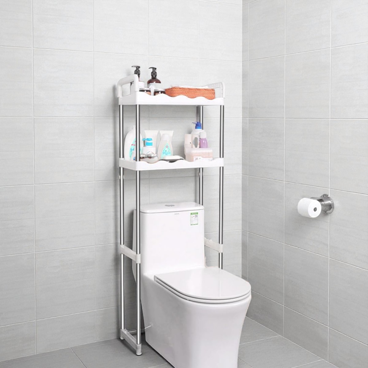 Полиця стелаж підлогова над унітазом Toilet Rack 50.5 х 24.5 х 139.5 см (398 TR)