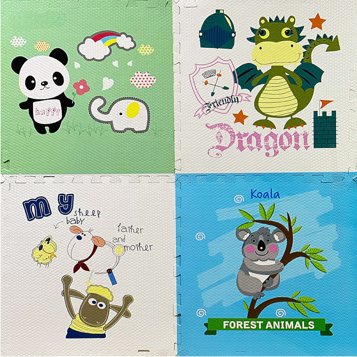 Дитячий килимок-пазл розвиваючий, ігровий для повзання малюків Puzzle Mat 60 х 60 см 4 шт (C 73913)