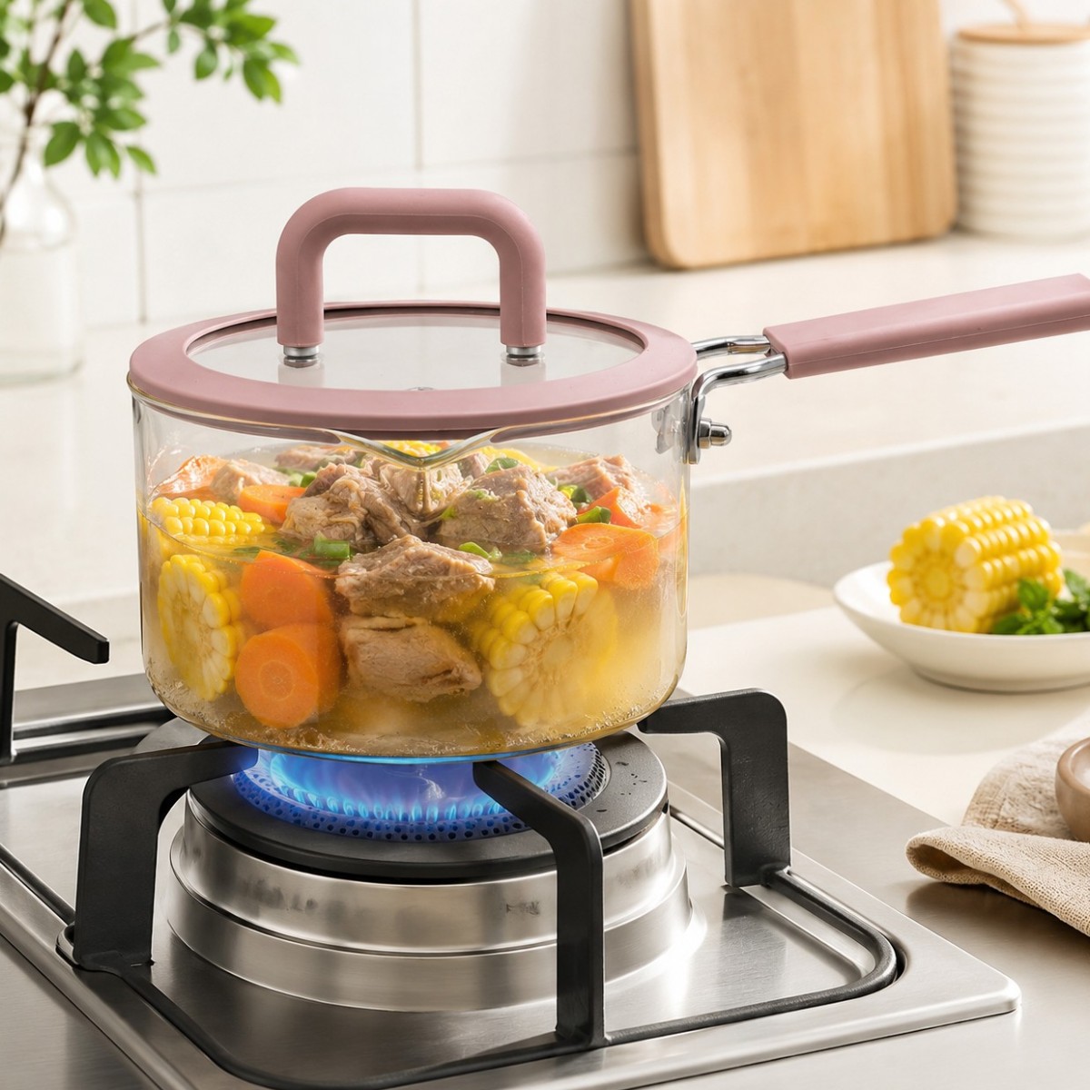 Ковш кухонный с боросиликатного скла Handled Glass Pot 1.8 л (1060) 
