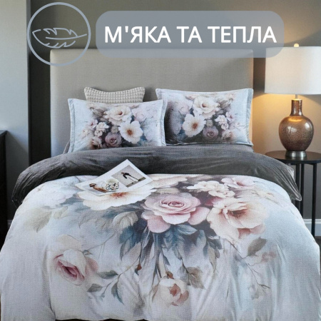 Велюрова постільна білизна Євро KOLOCO "5D малюнок" (42541) 